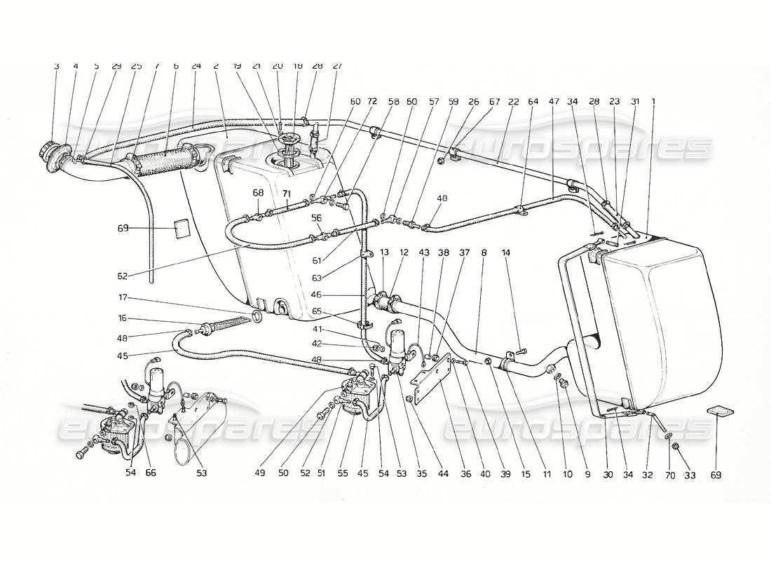 ferrari 308 gt4 dino (1976) sistema di alimentazione (versione euro) diagramma delle parti
