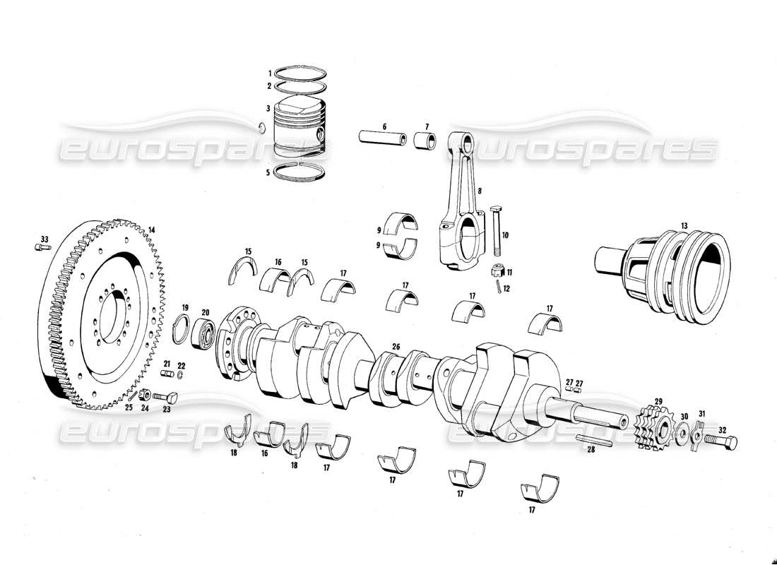 maserati qtp.v8 4.7 (s1 & s2) 1967 parti mobili diagramma delle parti