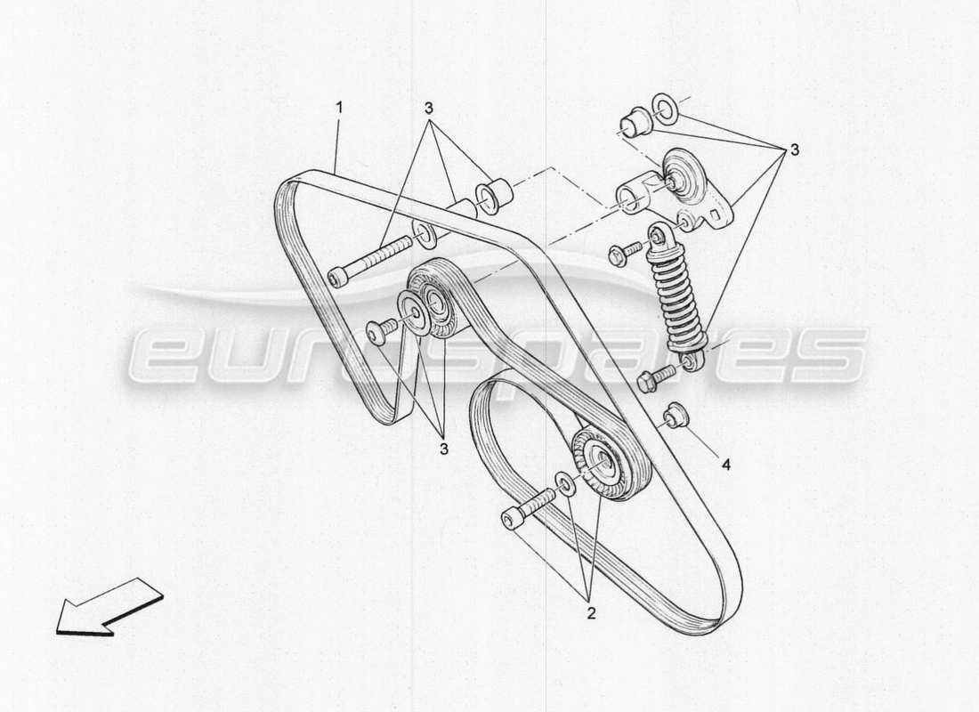 maserati qtp. v8 3.8 530bhp 2014 auto diagramma delle parti delle cinghie dei dispositivi ausiliari