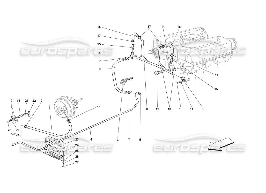 ferrari 360 challenge (2000) diagramma delle parti del sistema servofreno