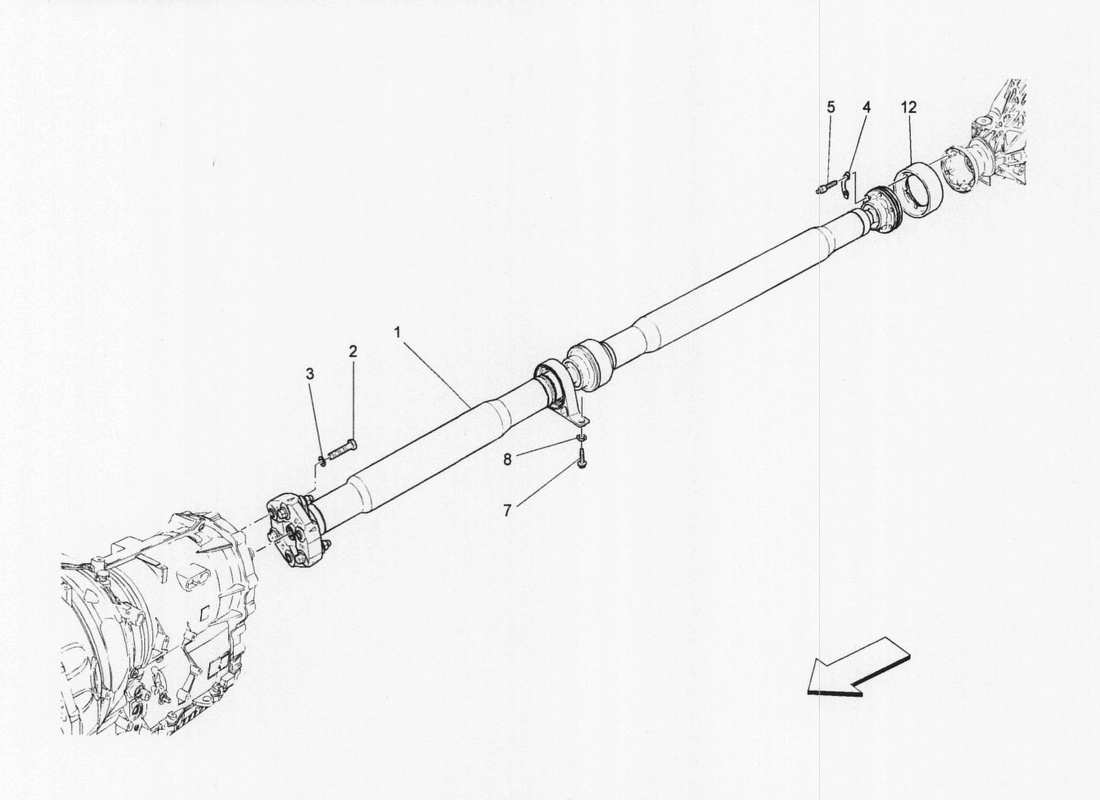 maserati qtp. v6 3.0 bt 410bhp 2wd 2017 schema delle parti dell'albero di trasmissione