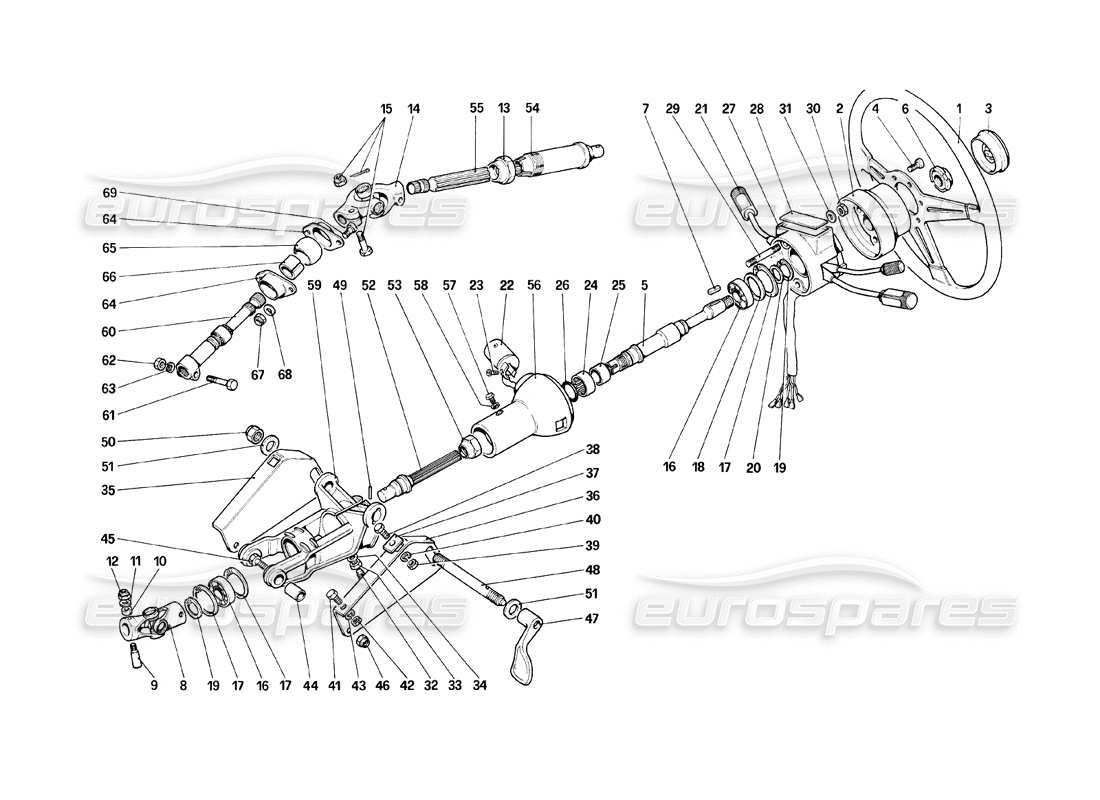 ferrari mondial 8 (1981) colonna dello sterzo diagramma delle parti