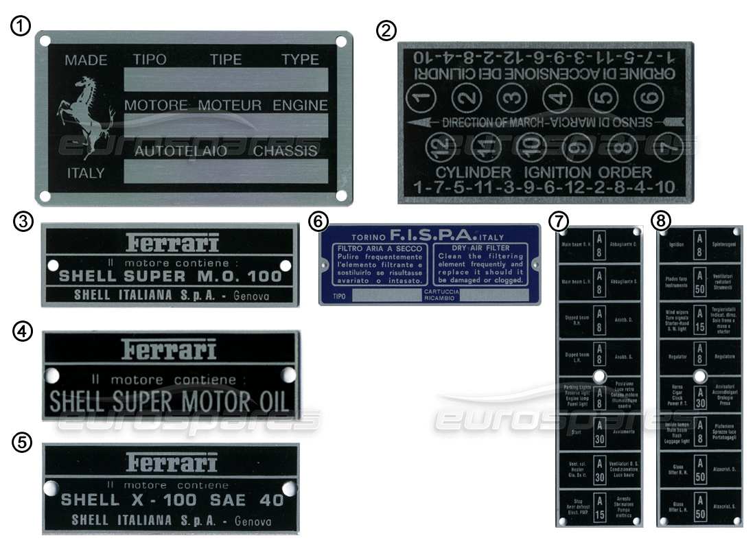 ferrari miscellaneous ferrari targhe - identificazione diagramma delle parti