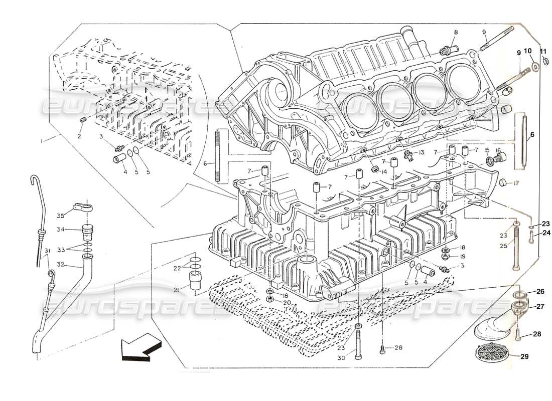 maserati shamal blocco cilindri (al motore 700279) diagramma delle parti