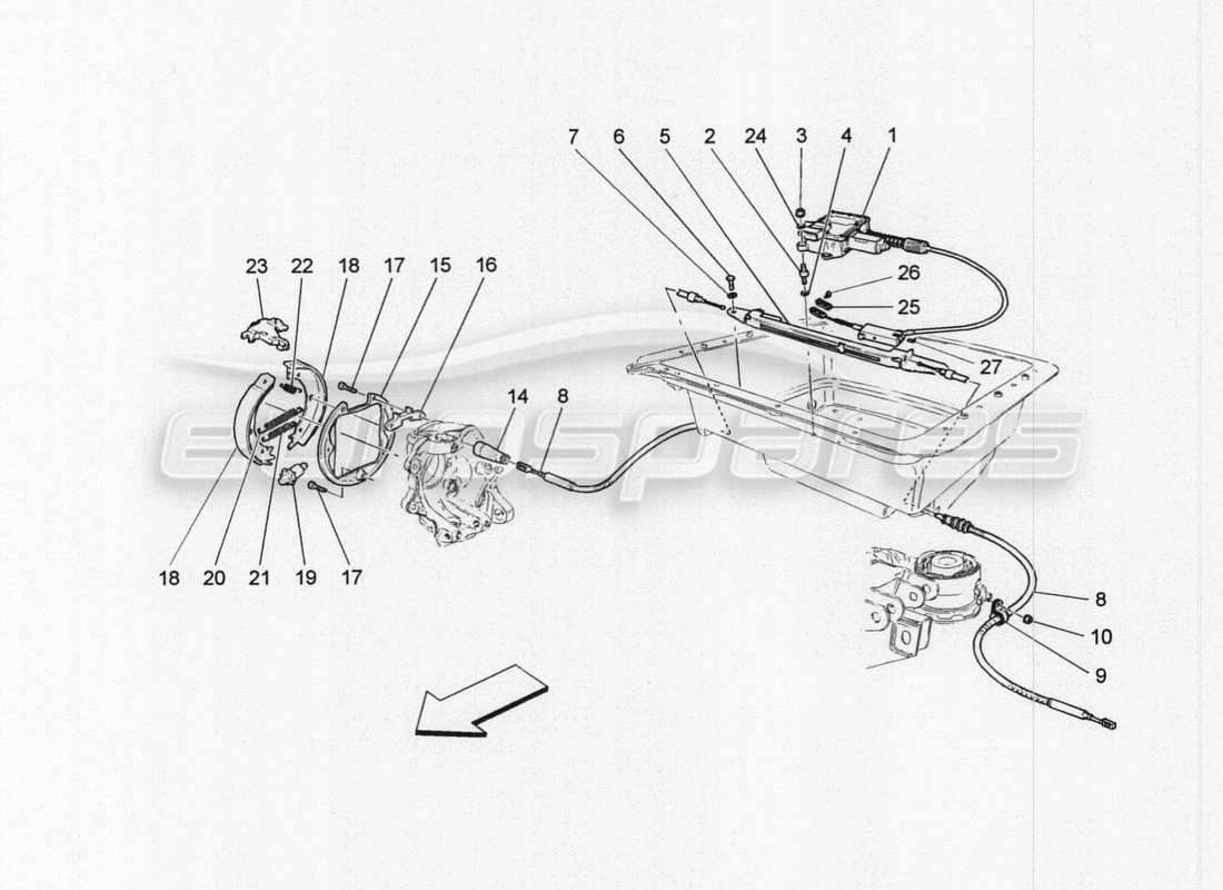 maserati granturismo special edition diagramma delle parti del freno a mano