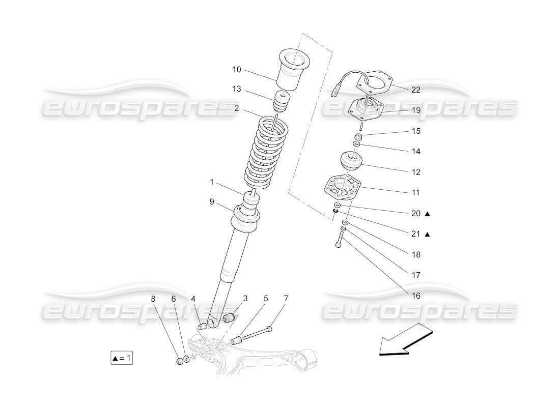 maserati qtp. (2011) 4.2 auto diagramma delle parti dei dispositivi dell'ammortizzatore anteriore