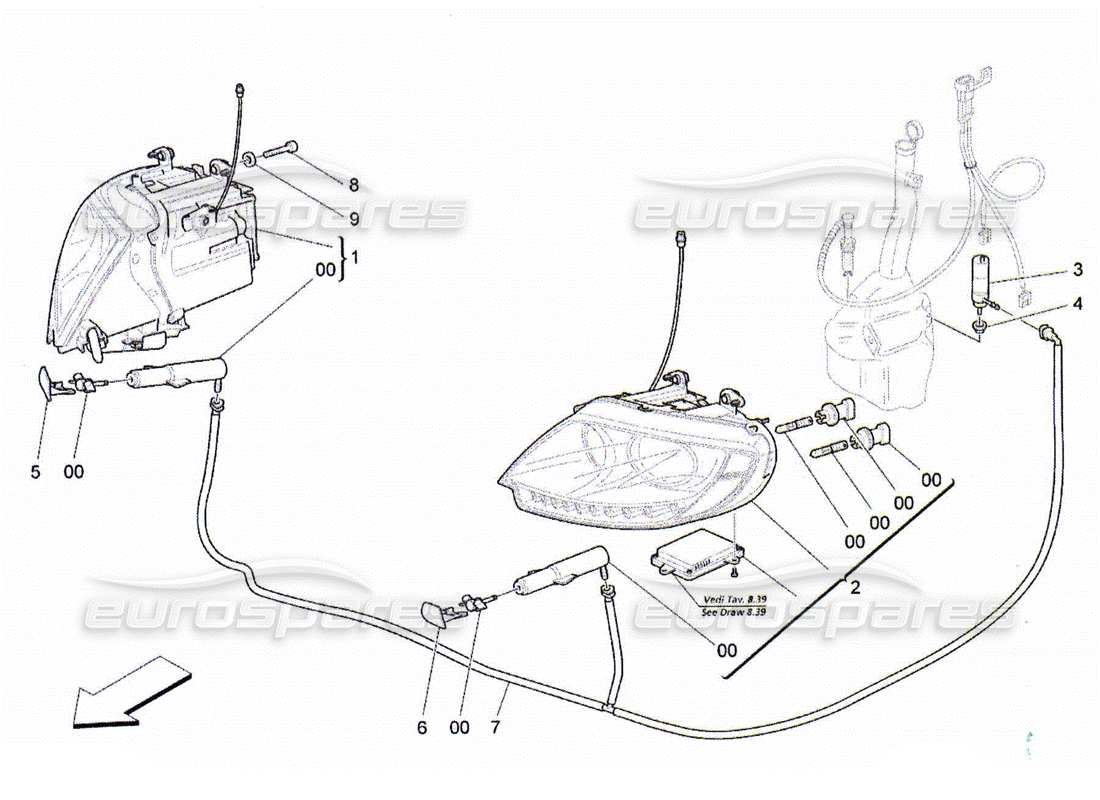 maserati qtp. (2010) 4.2 gruppi fari diagramma delle parti