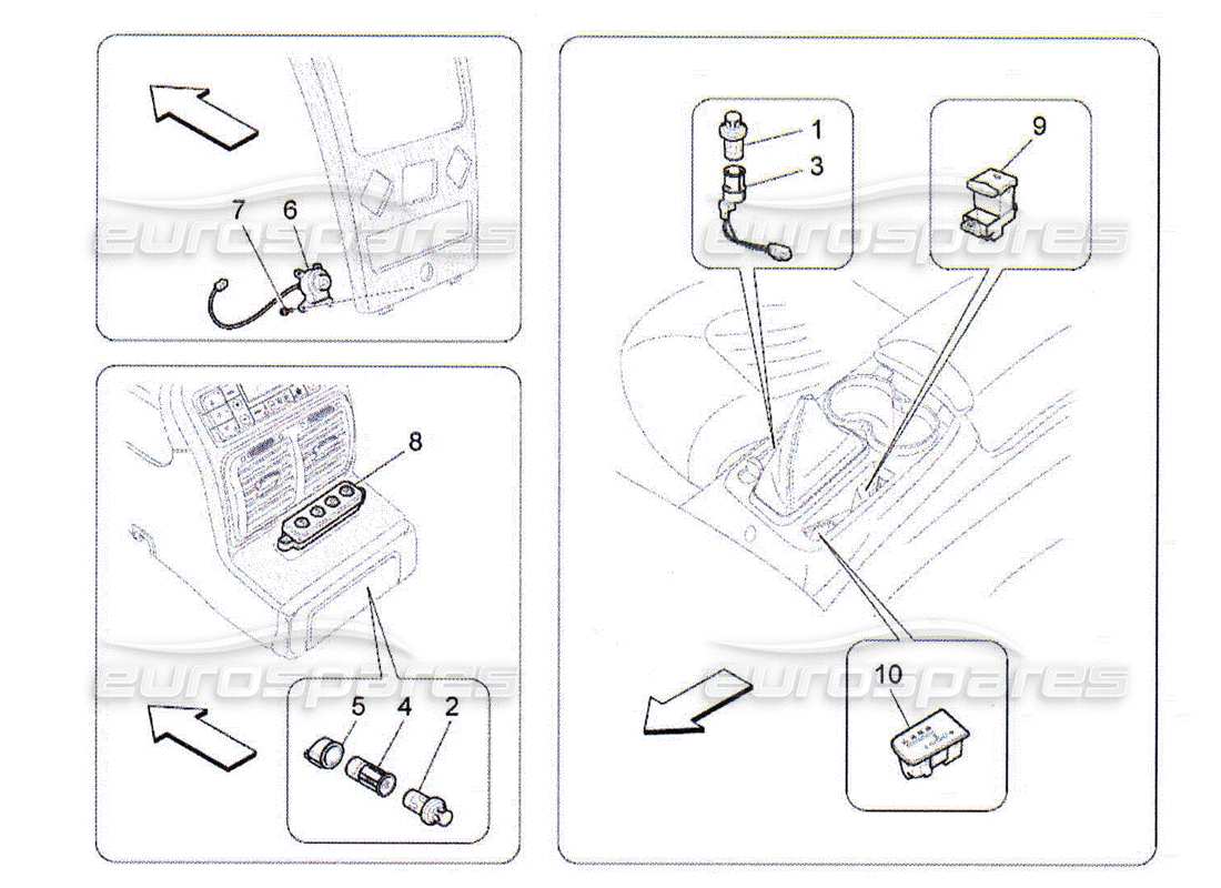 maserati qtp. (2010) 4.2 dispositivi della console centrale diagramma delle parti