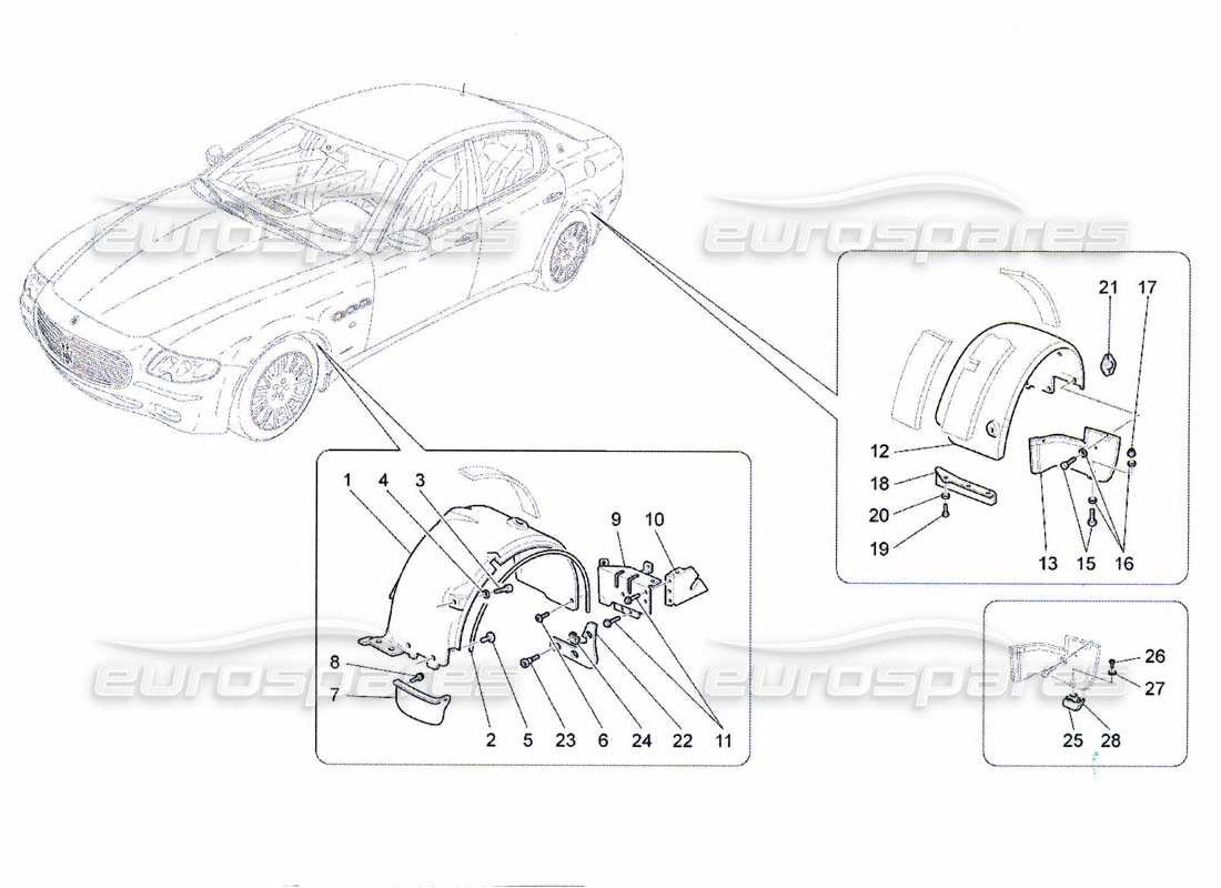 maserati qtp. (2010) 4.7 diagramma delle parti della timoneria e dei coperchi