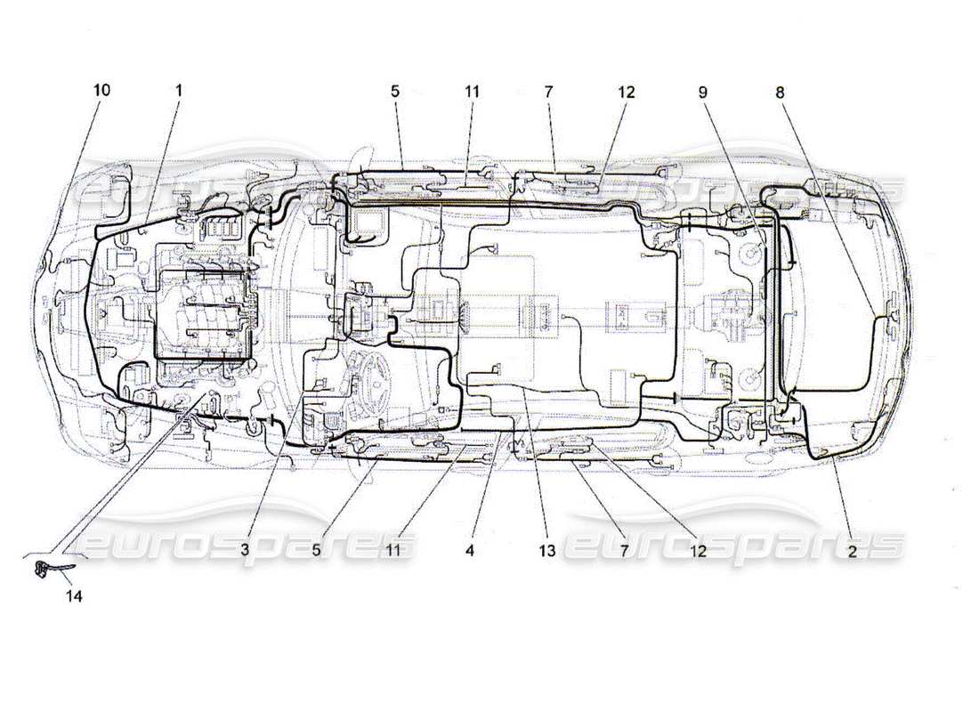 maserati qtp. (2010) 4.2 cablaggio principale diagramma delle parti
