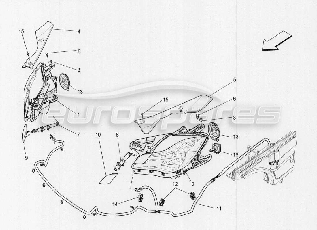 maserati qtp. v8 3.8 530bhp auto 2015 diagramma delle parti di controllo del sistema di illuminazione