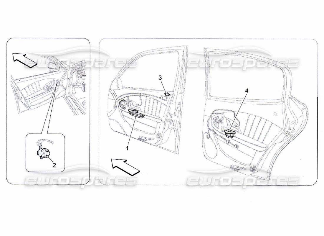 maserati qtp. (2010) 4.7 diagramma delle parti dei dispositivi per porte