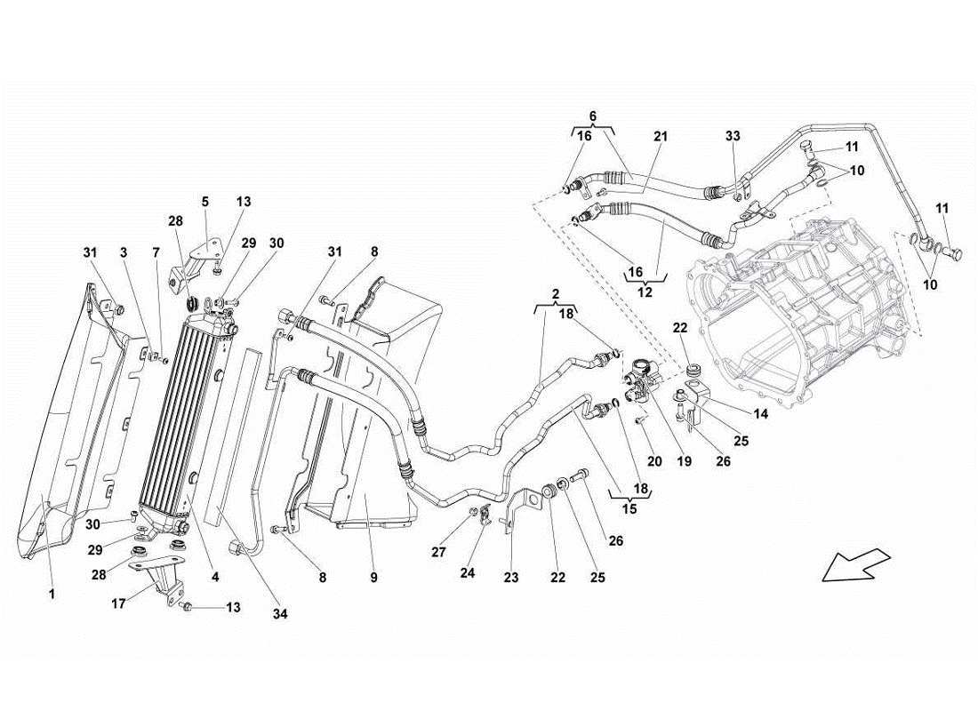 lamborghini gallardo lp570-4s perform raffreddatore dell'olio diagramma delle parti