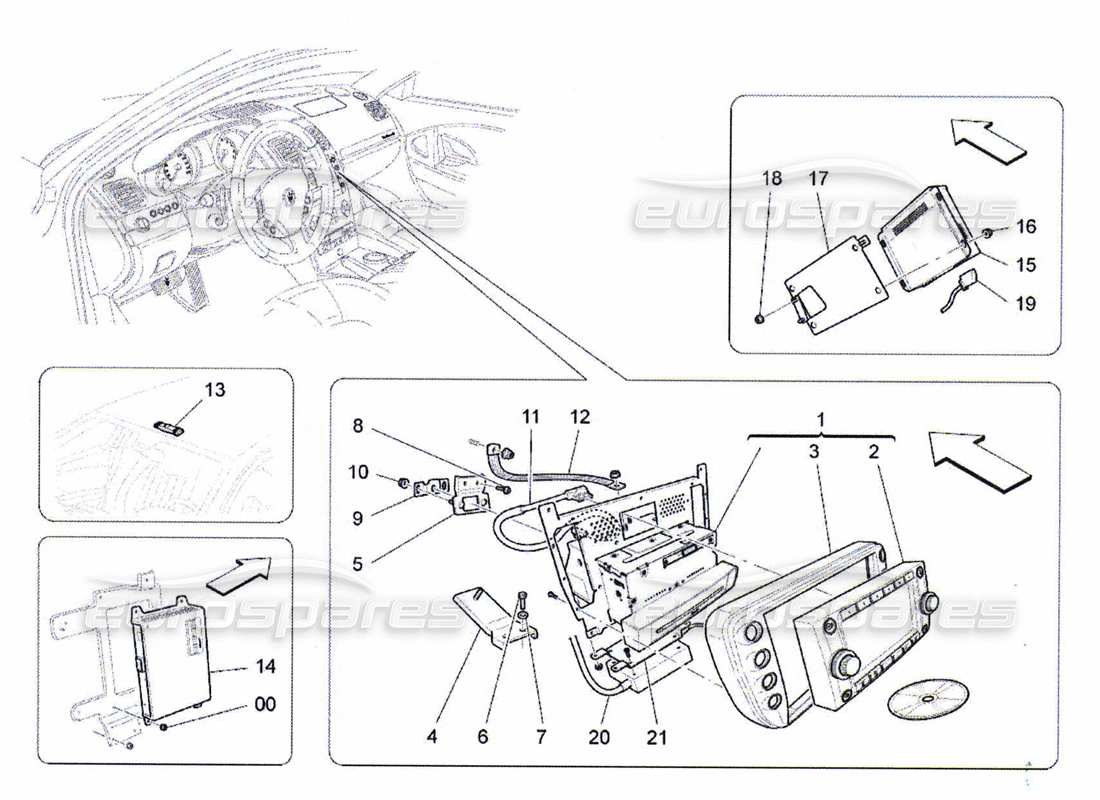 maserati qtp. (2010) 4.7 sistema informatico diagramma delle parti
