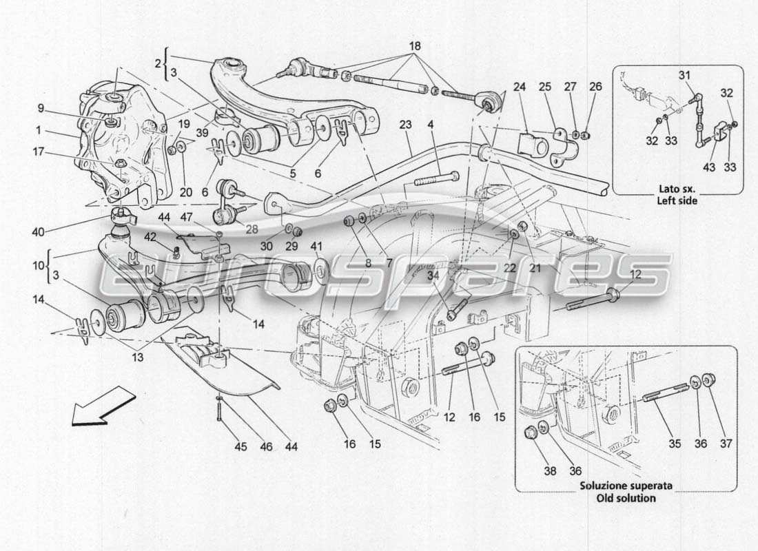 maserati grancabrio mc centenario diagramma delle parti della sospensione posteriore