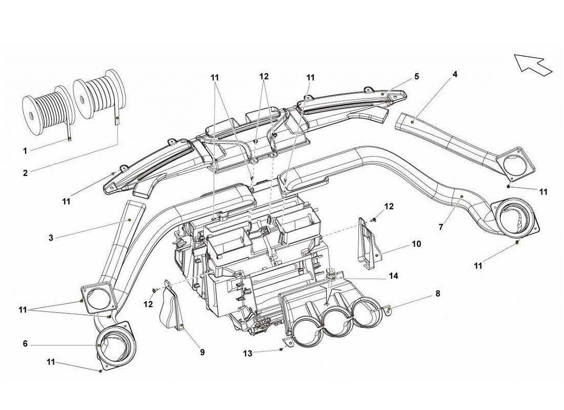 lamborghini gallardo lp560-4s update diagramma delle parti del tubo dell'aria del cruscotto