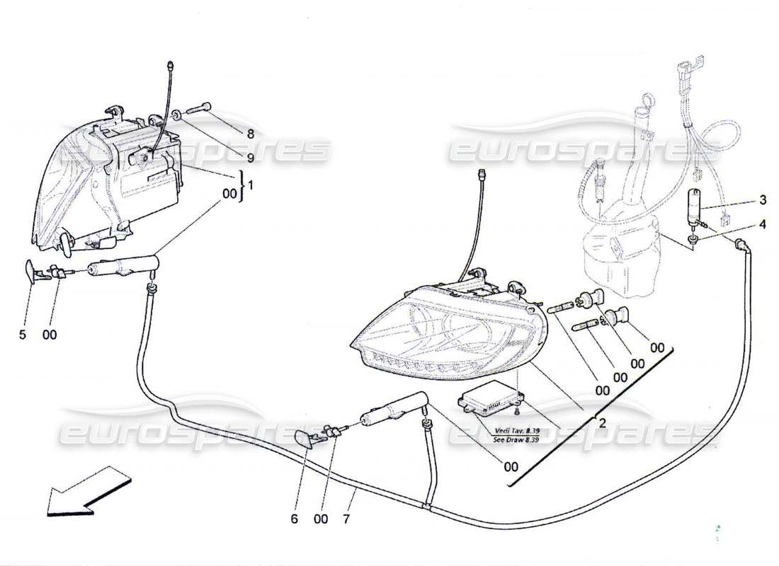 maserati qtp. (2010) 4.7 gruppi fari diagramma delle parti