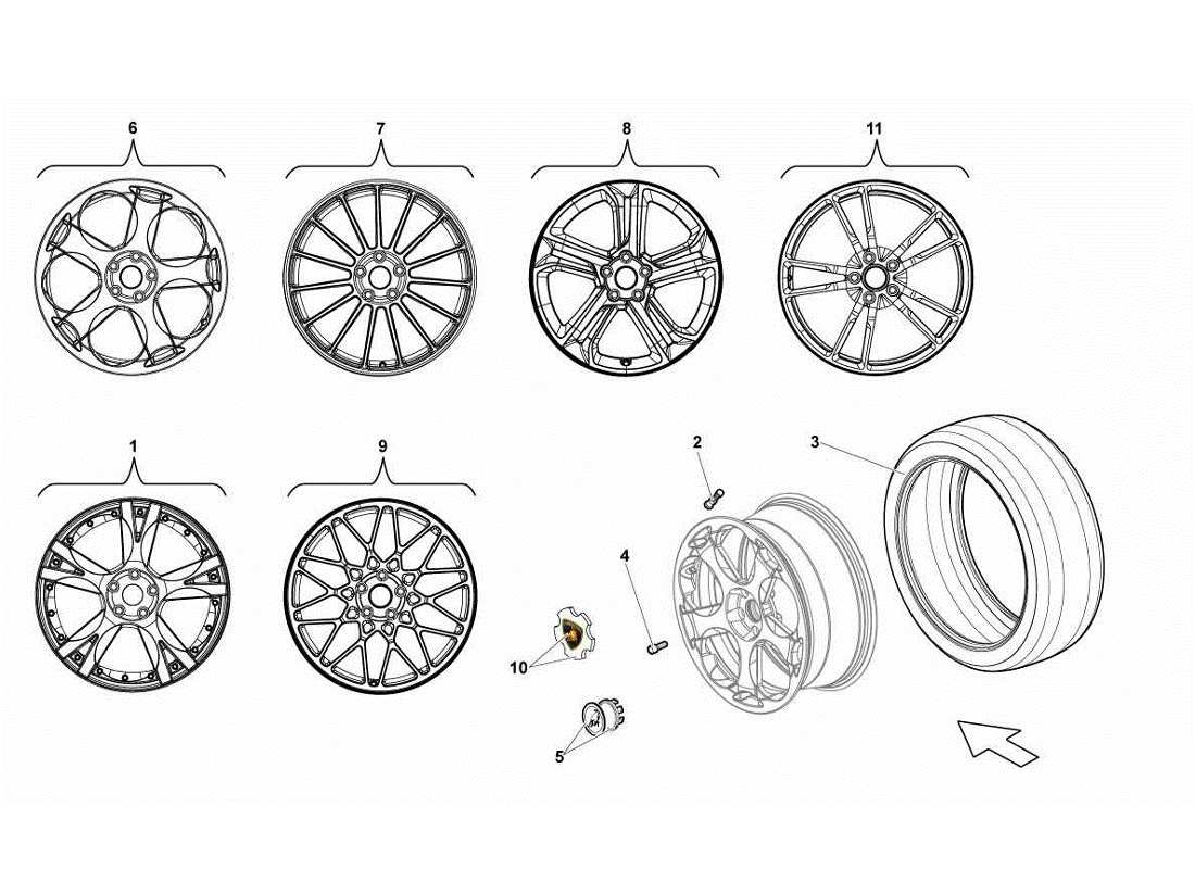 lamborghini gallardo lp560-4s update diagramma delle parti dei pneumatici anteriori