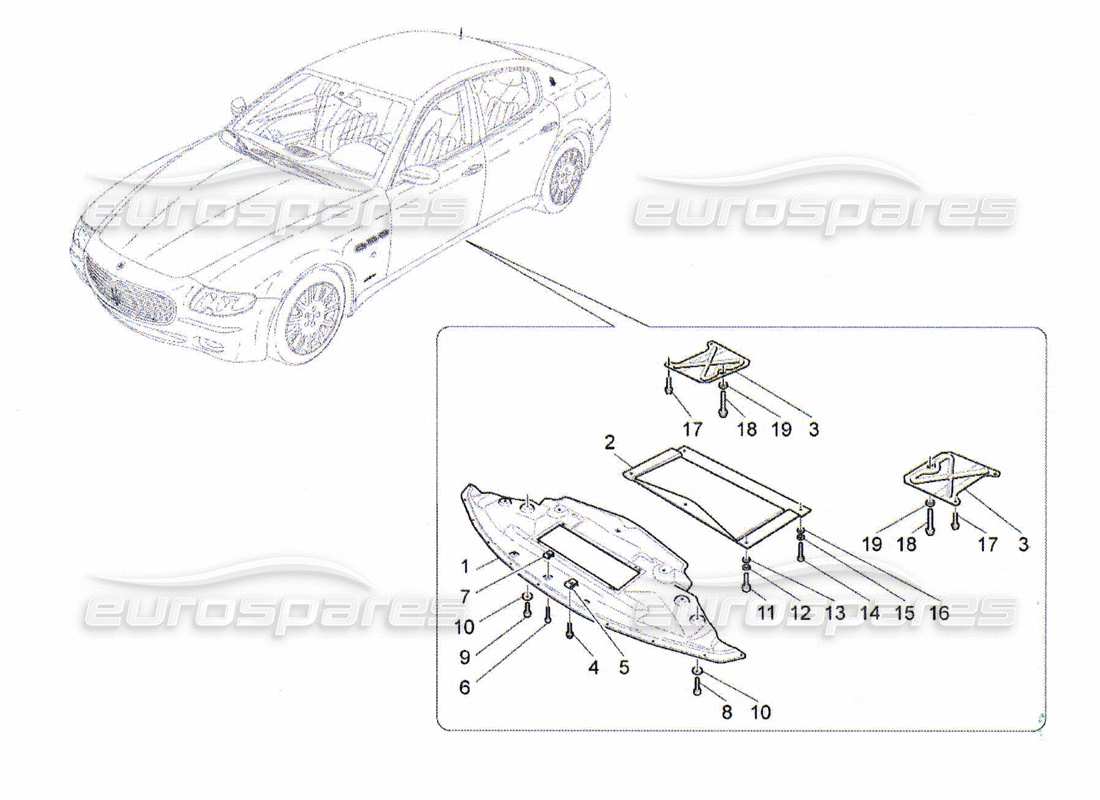 maserati qtp. (2010) 4.2 schema delle parti delle protezioni sottoscocca e sottopavimento