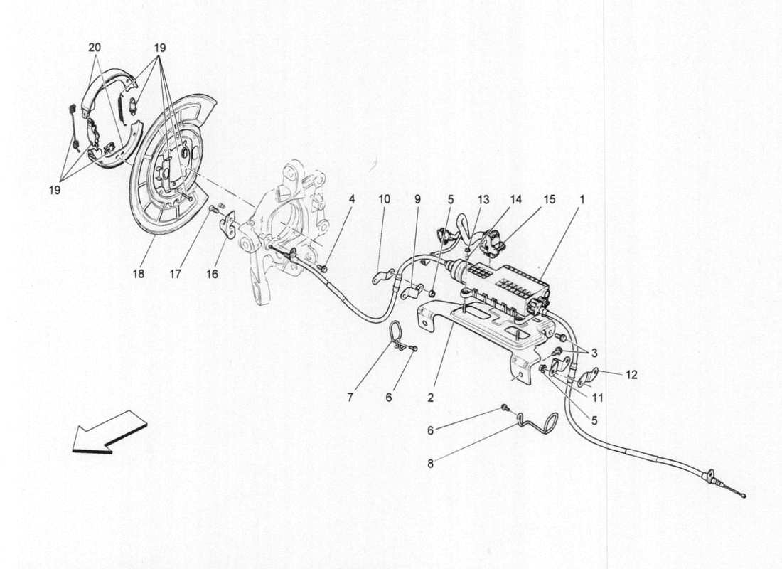 maserati qtp. v6 3.0 bt 410bhp 2015 schema delle parti del freno di stazionamento
