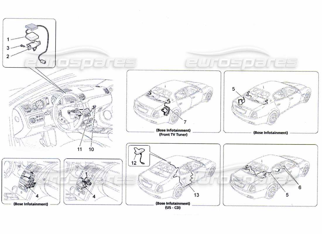 maserati qtp. (2010) 4.7 sistema di accoglienza e connessione diagramma delle parti