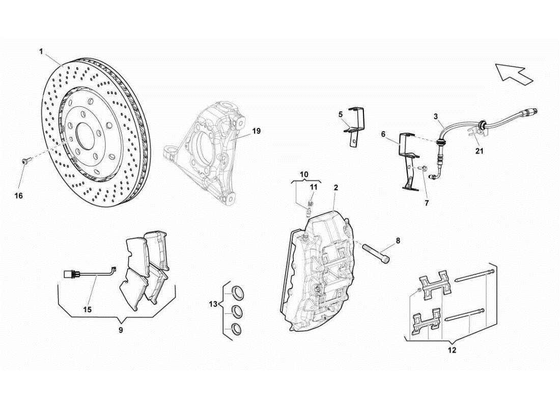 lamborghini gallardo sts ii sc schema delle parti standard dei dischi freno anteriori