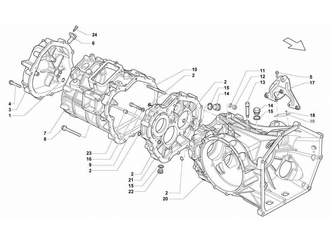 lamborghini gallardo sts ii sc cambio - schema delle parti della scatola del differenziale posteriore
