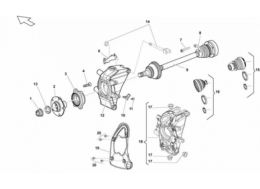 lamborghini gallardo sts ii sc diagramma delle parti dell'albero di trasmissione posteriore