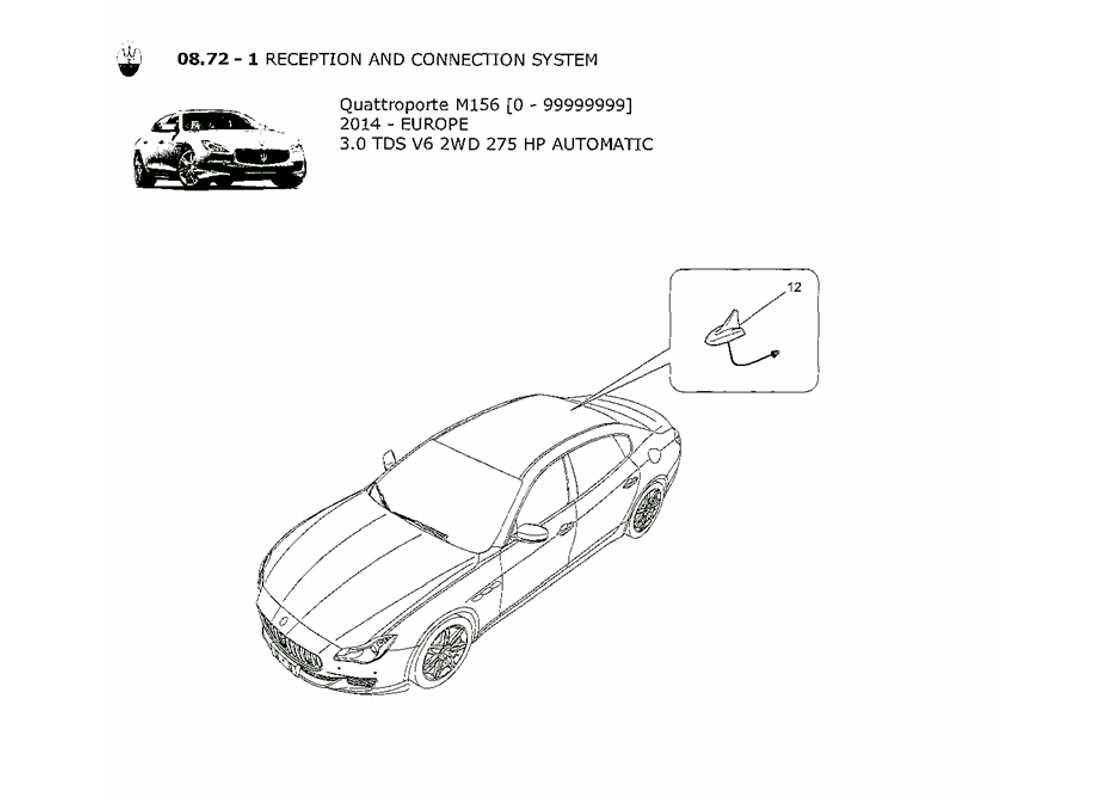 maserati qtp. v6 3.0 tds 275bhp 2014 schema delle parti del sistema di ricezione e connessione