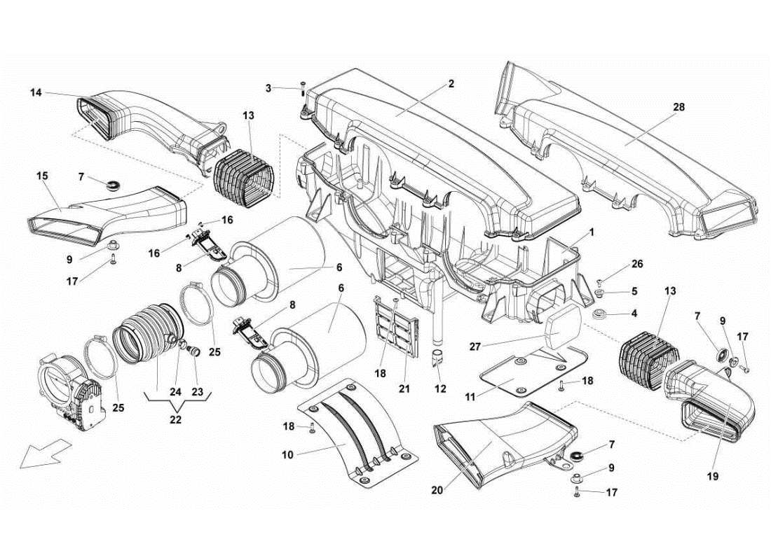 lamborghini gallardo sts ii sc schema delle parti della scatola del filtro dell'aria
