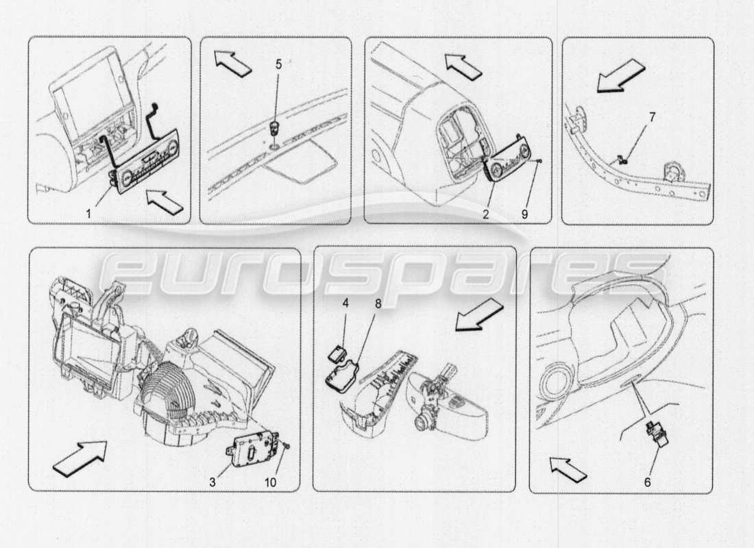 maserati qtp. v8 3.8 530bhp auto 2015 diagramma delle parti dei dispositivi del dashboard