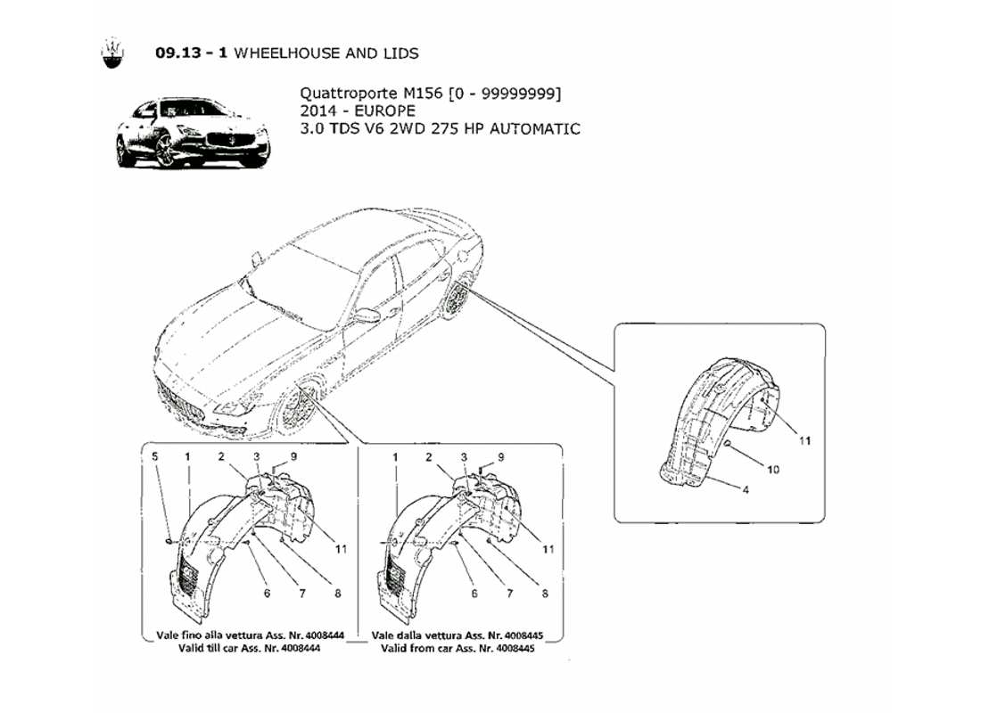 maserati qtp. v6 3.0 tds 275bhp 2014 diagramma delle parti della timoneria e dei coperchi