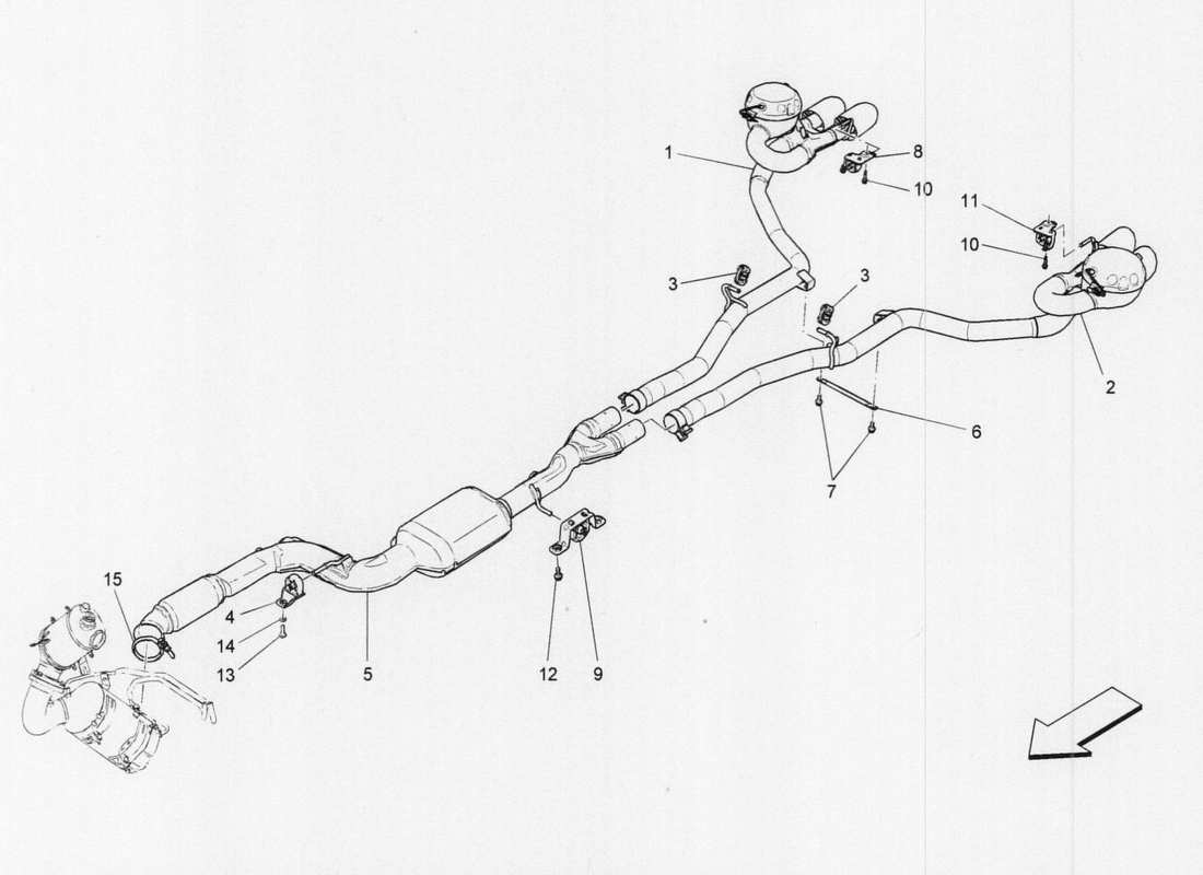 maserati qtp. v6 3.0 tds 275bhp 2017 diagramma delle parti dei silenziatori