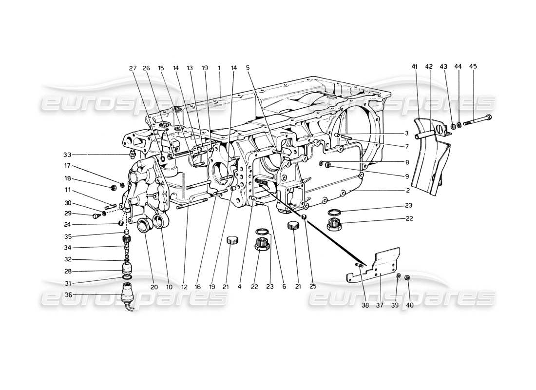 ferrari 365 gt4 berlinetta boxer schema delle parti del cambio (dall'auto n. 17543).