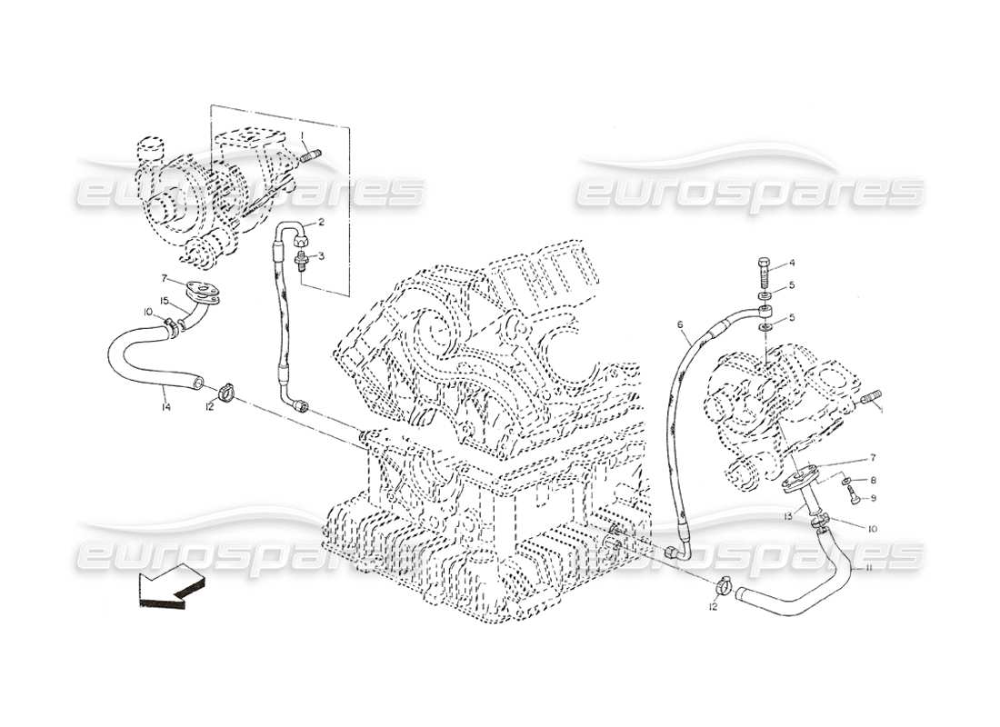 maserati shamal turbosupercharger lubrication part diagram