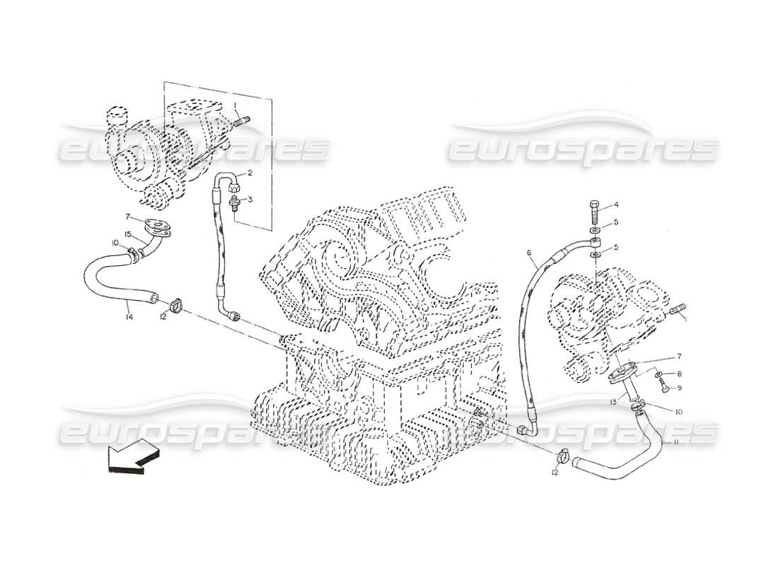 maserati shamal lubrificazione del turbocompressore diagramma delle parti