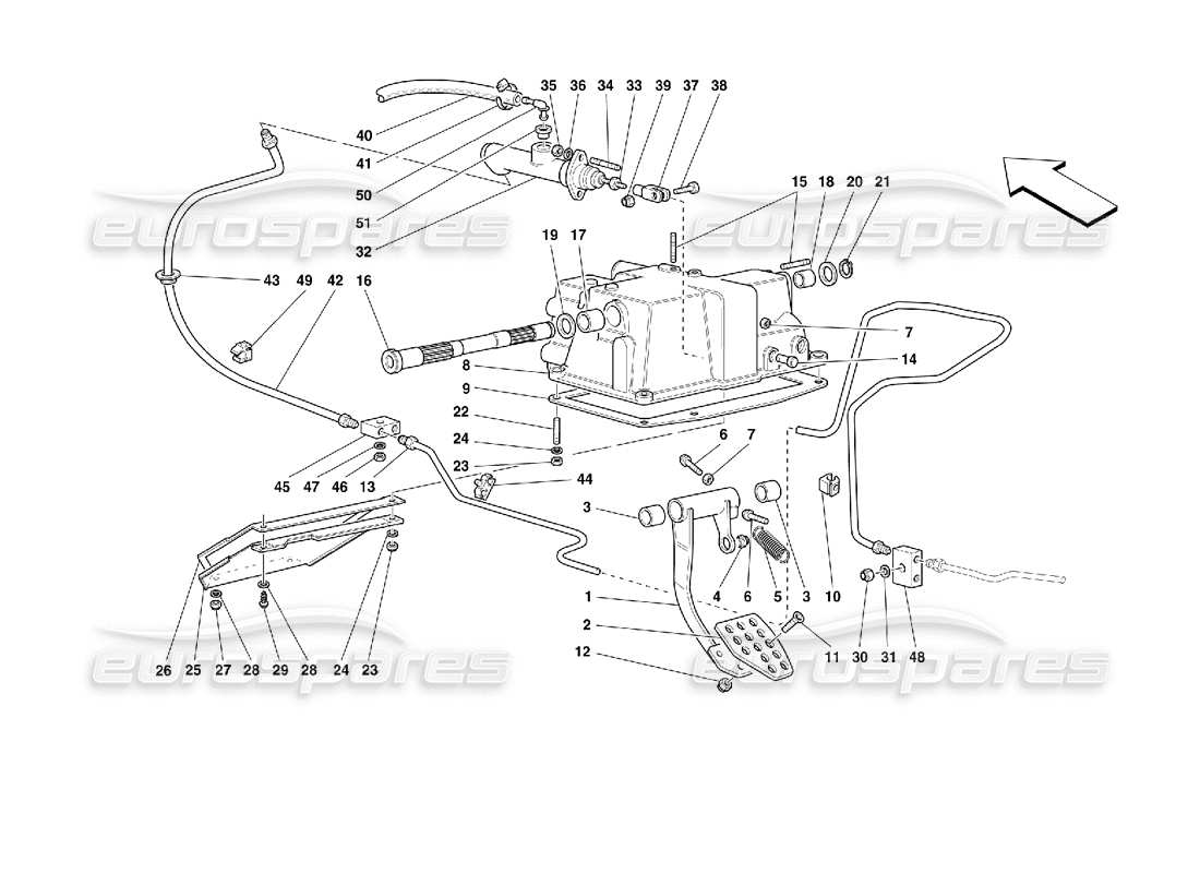 ferrari 355 (2.7 motronic) comando rilascio frizione diagramma delle parti