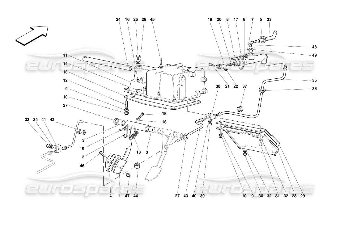 ferrari 355 (2.7 motronic) comando rilascio frizione diagramma delle parti