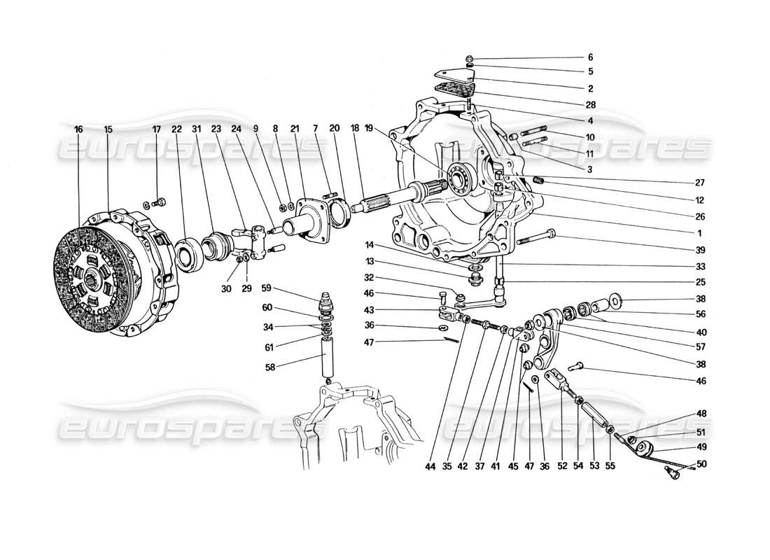 ferrari 328 (1985) frizione e comandi diagramma delle parti