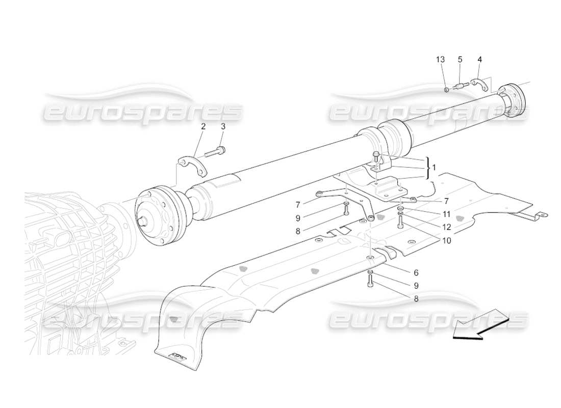 maserati grancabrio (2011) 4.7 tubo di trasmissione diagramma delle parti