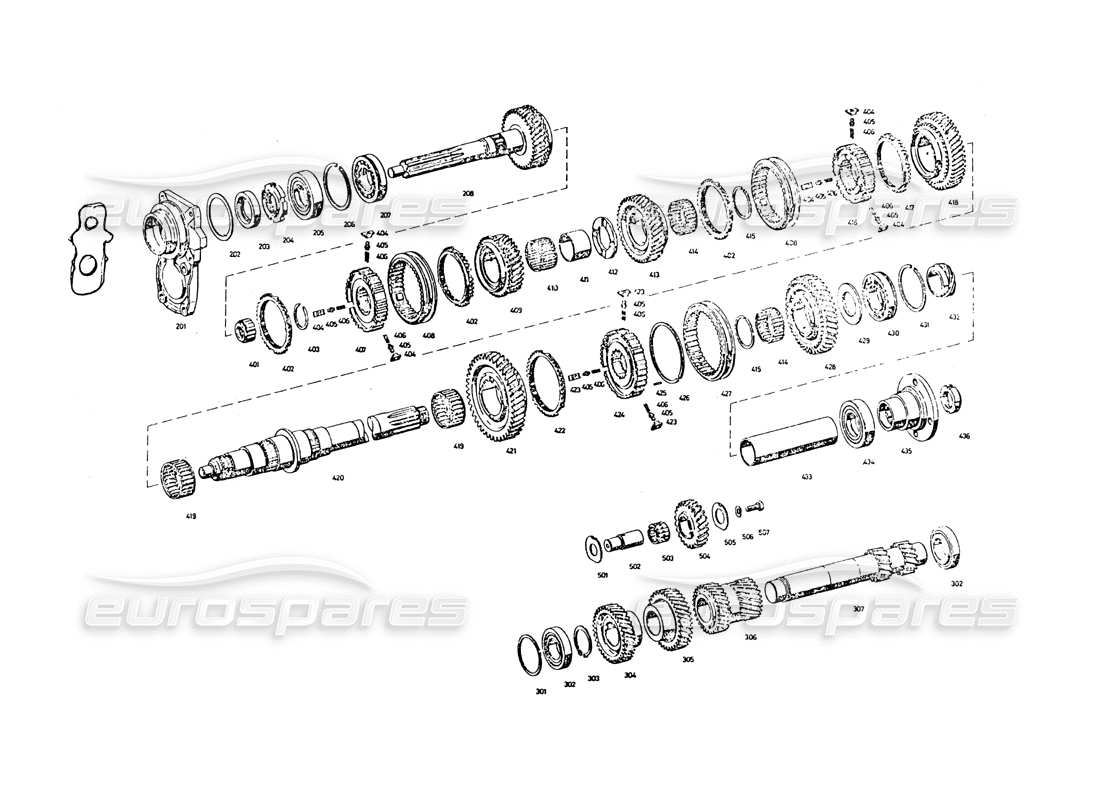 maserati khamsin ingranaggi di trasmissione diagramma delle parti