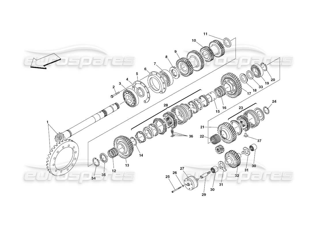 ferrari 430 challenge (2006) ingranaggi dell'albero di rinvio diagramma delle parti