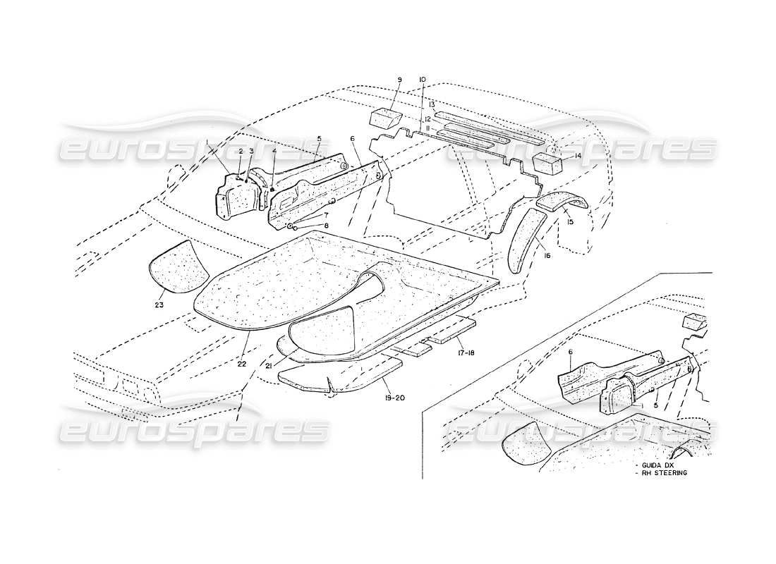 maserati shamal tappeti e feltri diagramma delle parti