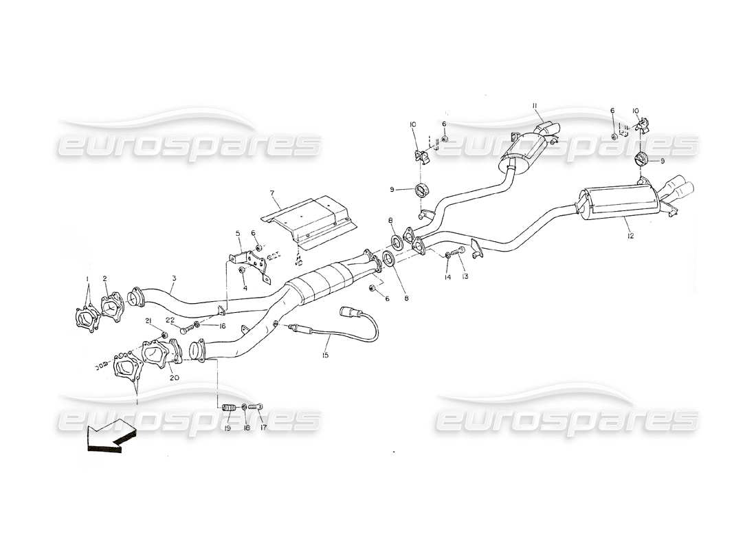 maserati shamal sistema di scarico catalizzato diagramma delle parti