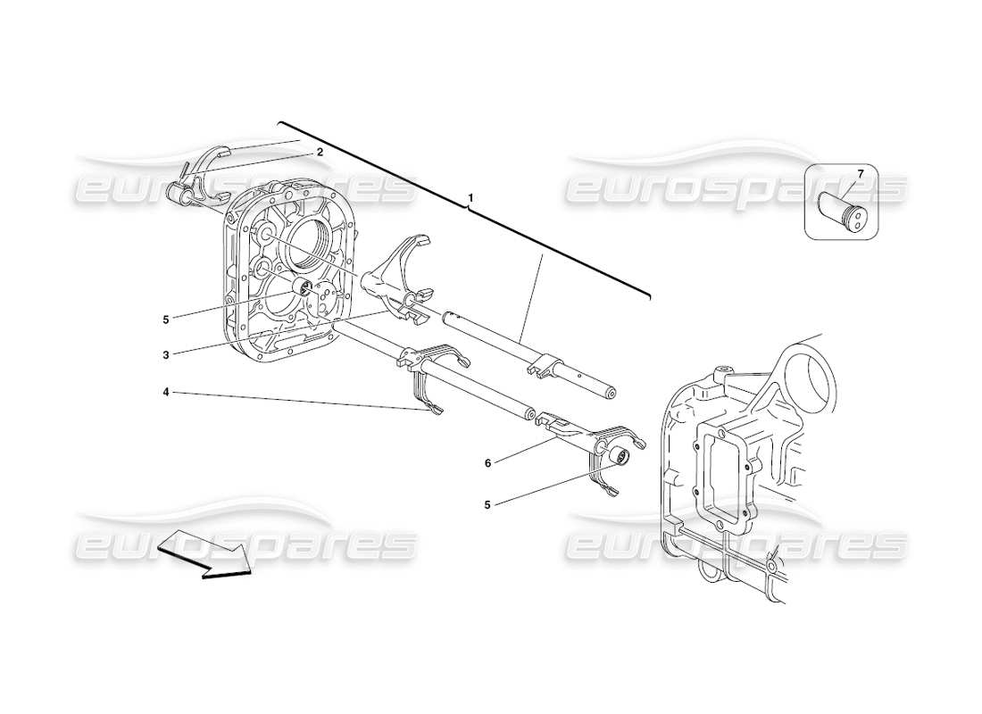 ferrari 430 challenge (2006) diagramma delle parti dei controlli interni del cambio