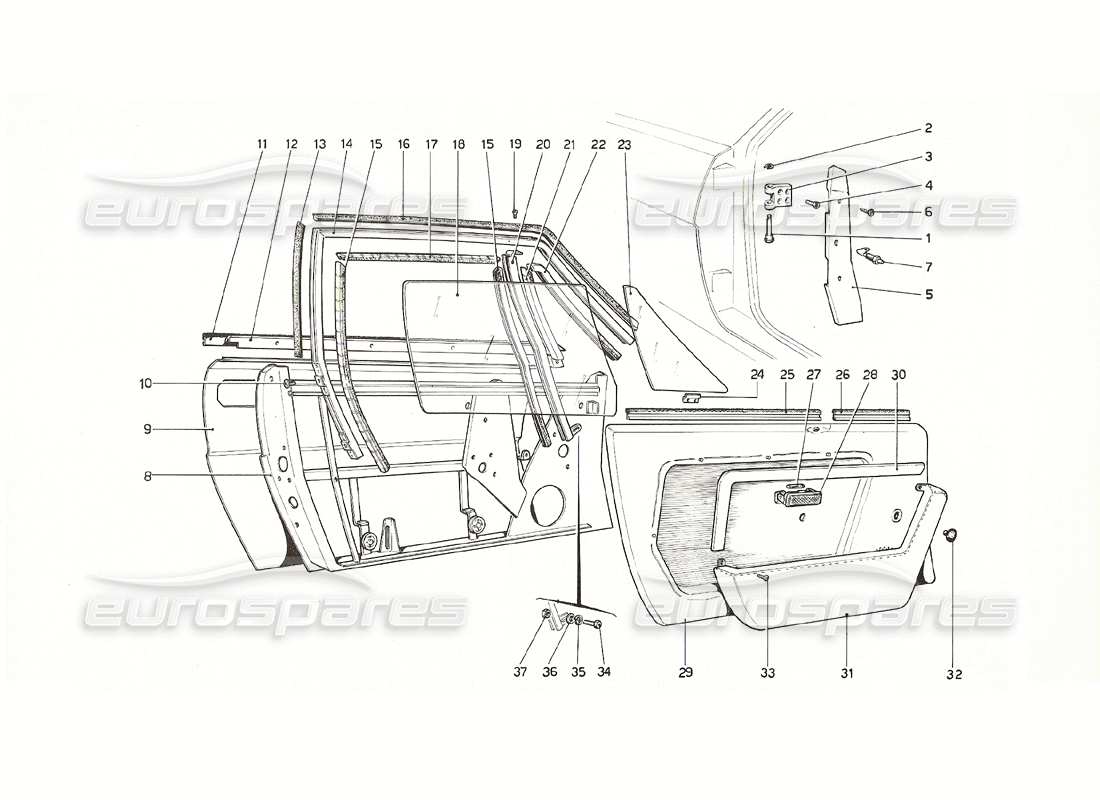 ferrari 308 gt4 dino (1976) porte diagramma delle parti