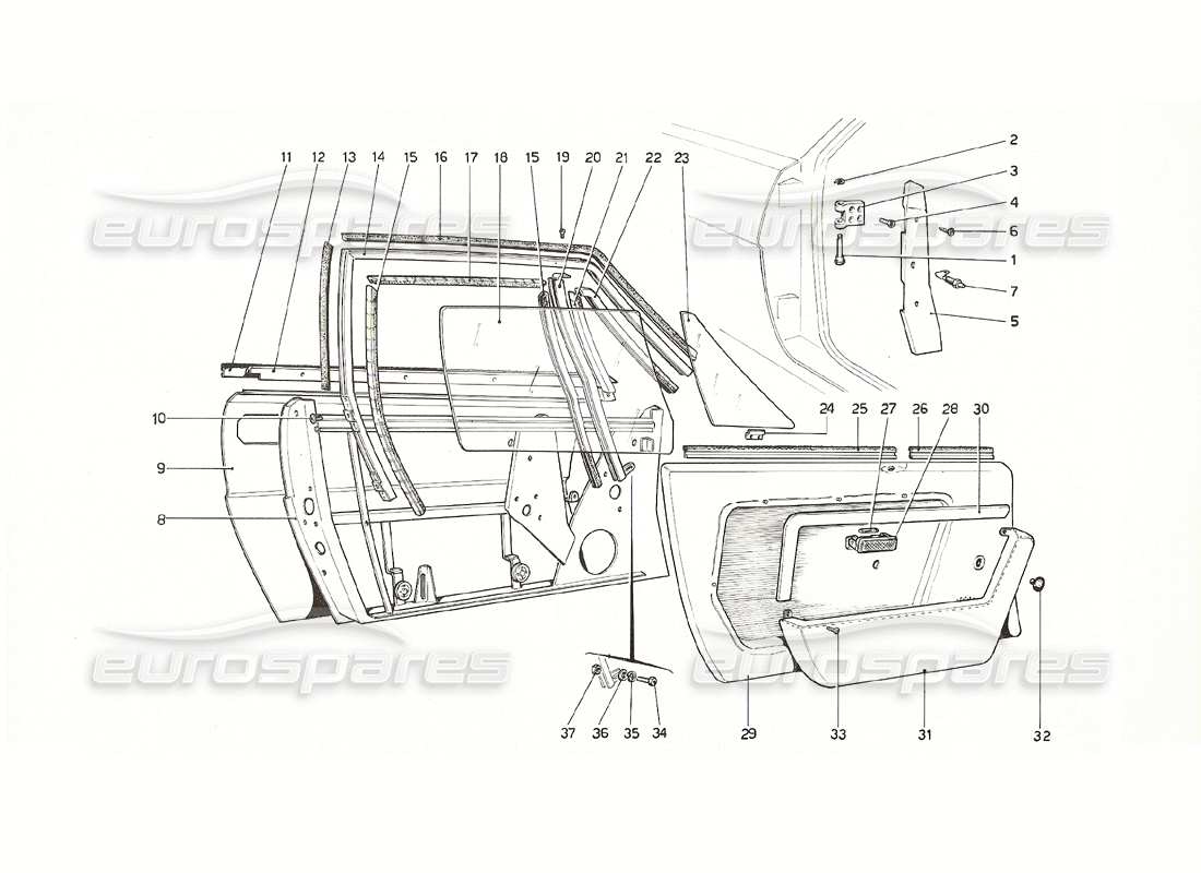 ferrari 308 gt4 dino (1976) diagramma delle parti porte