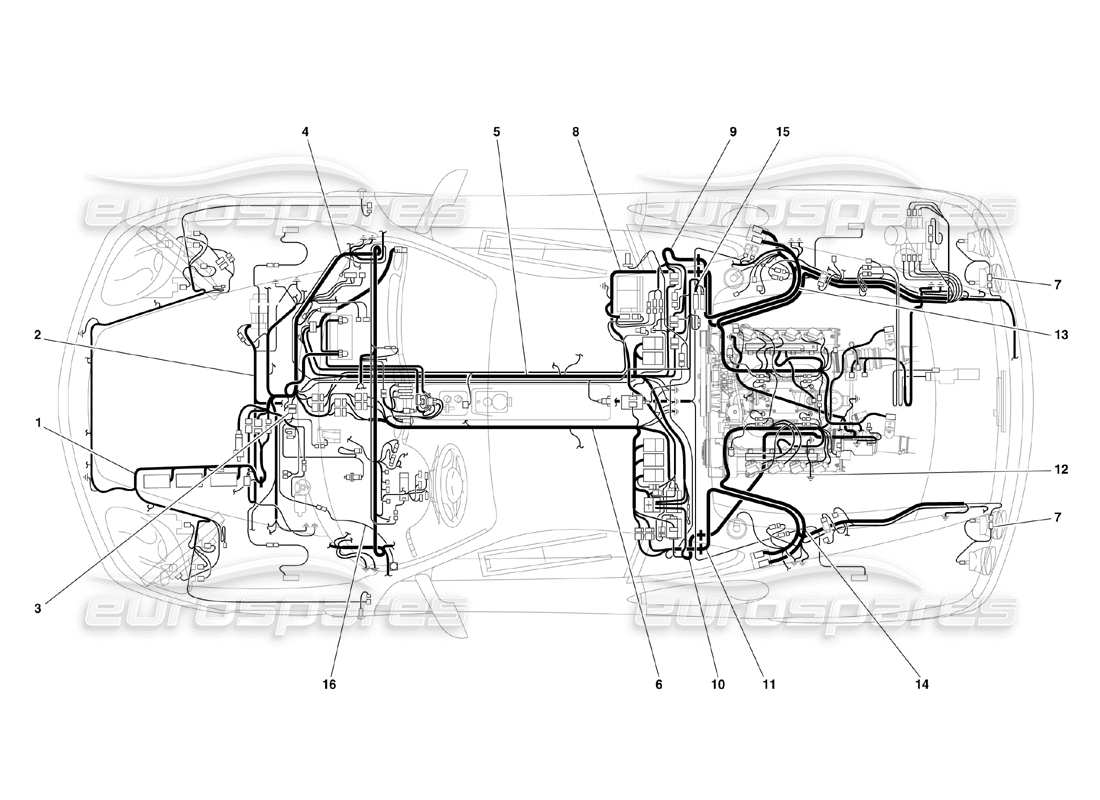 ferrari 360 challenge (2000) schema delle parti dell'impianto elettrico