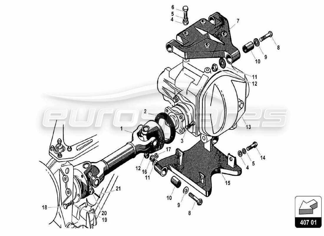 lamborghini 350 gt albero di trasmissione e bracci anteriori schema delle parti