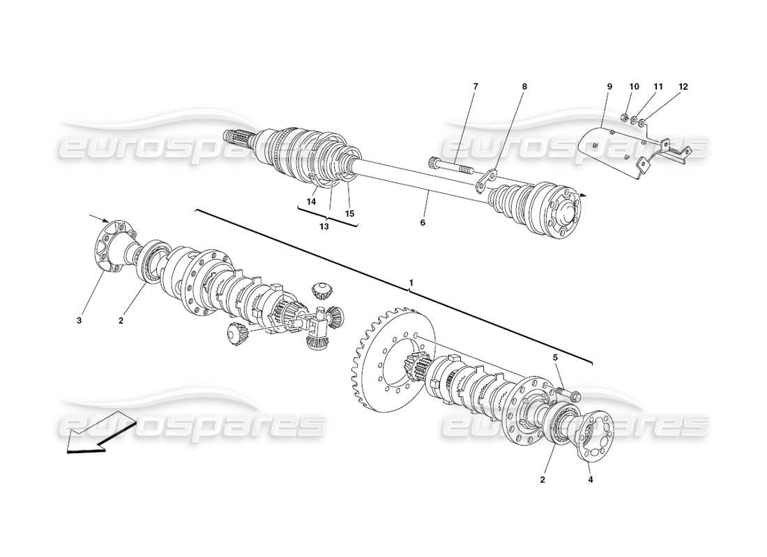 ferrari 430 challenge (2006) diagramma delle parti del differenziale e degli alberi dell'asse